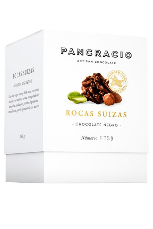 ROCAS DE CHOCOLATE NEGRO, ALMENDRA, AVELLANA, PISTACHO Granja Luisiana